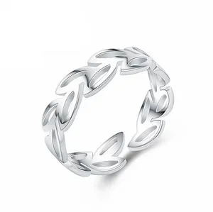 Bohemian Vintage Branco Bronze Prata Anéis Folha Para Mulheres Dom Feminino Tamanho Ajustável Anéis de Dedo Por Atacado