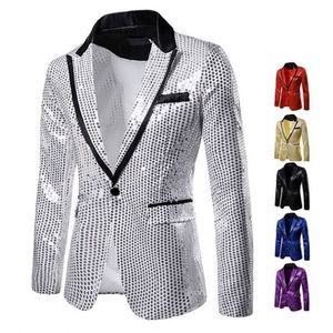 Color sólido Sparkling Mens Party Wear Blazers Moda Slim Fit Stage Show Dress <span class=keywords><strong>Chaqueta</strong></span> con bolsillo - Product Image 1