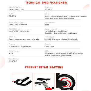 Bicicleta de <span class=keywords><strong>Spinning</strong></span> Magnética Zwfit con <span class=keywords><strong>Bluetooth</strong></span>, Equipo de Gimnasio Comercial de Nuevo Estilo, Bicicleta de <span class=keywords><strong>Spinning</strong></span> de Acero Body Strong - Product Image 3