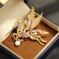 Broches TIANSHE de luxe haut de gamme en émail, motif Pégase, micro-incrustées de zircon, en cuivre, accessoires de personnalité Corsflower