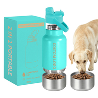 Bouteille d'eau pour animaux de compagnie 2-en-1 en acier inoxydable de 32 oz avec distributeur pour chien et chat, idéale pour les voyages, logo personnalisé, rapport de test REACH et FDA