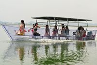 Bateau de tourisme transparent à fond de verre de 5 à 8 m pour 10 à 12 personnes, bateau commercial avec moteur hors-bord