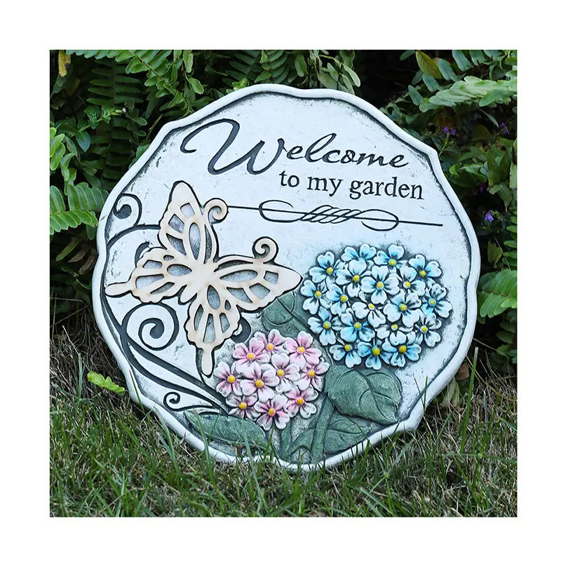 Outdoor garden lawn stepping stone villa courtyard decoration art cement pedal stepping stone wooden butterfly