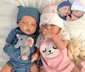 高品質18Cmビニールシミュレーション人形セットBebes新生児ツインズガールデシリコナリアルPreemie生まれ変わった幼児人形 - Product Image 4