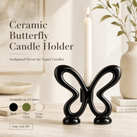 Porte-bougie moderne en forme de papillon en céramique, accessoires de décoration pour la maison, la salle à manger, la table, la décoration de mariage