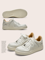 Chaussures de skate décontractées vintage pour hommes, personnalisées OEM, de haute qualité, blanches, à semelle épaisse, fabriquées à la main, respirantes, en cuir pleine fleur