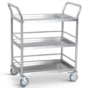 Chariot à main robuste en acier inoxydable avec capacité de charge de 800 livres, type autoportant, avec freins sur 2 roues pour la logistique d'entreposage - Product Image 2