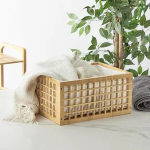 Keranjang cucian bambu ukuran dirancang untuk pakaian populer keranjang baju kotor kerajinan tangan keranjang penyimpanan terbuka