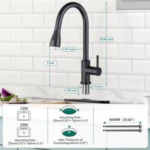 CUPC Black Pull Out Sink Water Mixer Tap Kitchen Faucet - Product Image 3