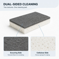 Éponge à récurer en cellulose double face pour la vaisselle et le nettoyage de cuisine, vente en gros