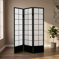 Paravent pliant japonais moderne de luxe en bois, artisanal, avec panneaux en MDF et tissu translucide, personnalisables