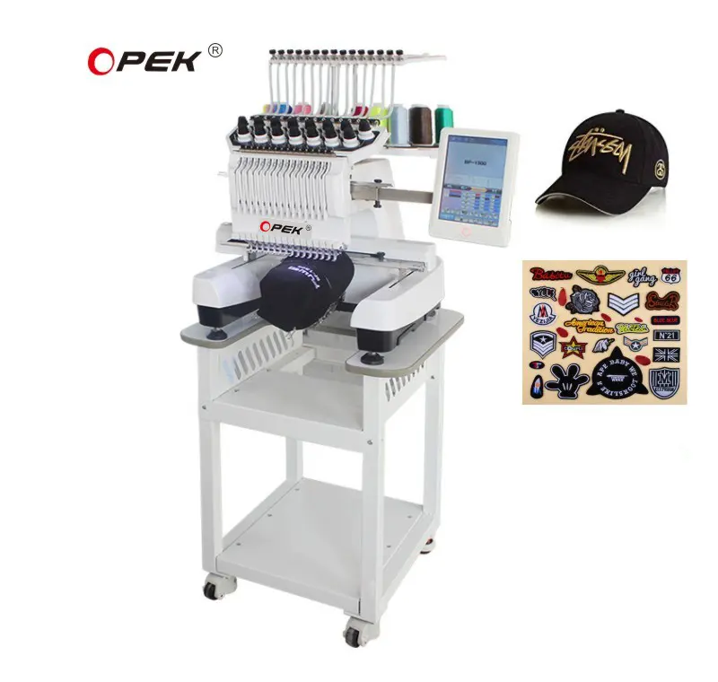 OPEK एकल सिर कम्प्यूटरीकृत कढ़ाई मशीन के लिए कैप टी शर्ट टोपी फ्लैट उच्च गति कंप्यूटर स्वत: औद्योगिक