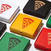 Boîte à pizza personnalisée en carton kraft avec logo, motif dessin animé, chapeau de chef, fente pour pouce, MOQ 500 pièces