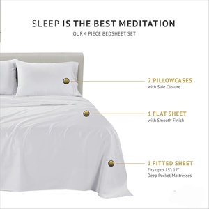 Factory Customized Logo 100% Cotton Duvet Cover Bedsheet Hotel Linen Bedding Set - Product Image 2