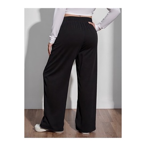 Pantalones Deportivos Anchos Negros para Mujer, Tela Lycra, Ajuste Cómodo, Ropa Casual - Product Image 3