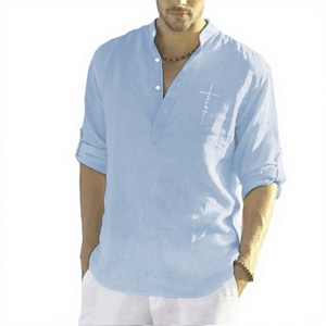 Spring and Summer Men's Long-Sleeved T-shirt Loose-<b>Fitting</b> Dot Pattern Breathable 100% Cotton Casual Plus Size Shirt - Product Image 3