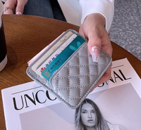 Cartera Corta Ultrafina de Cuero PU de Diseño de Lujo, Tejida e Integrada, Tarjetero de Moda para Mujer, Pequeña Bolsa Multiusos para Compras