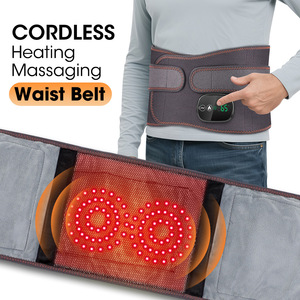 Red Light Heated Waist Belt Electric <b>Vibration</b> Massager Digital Display Velcro Strap Back Pain Relief Rechargeable - Product Image 4