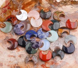 25mm Mixed Healing Crystals <b>Moon</b> Cabochon Loose Gemstones For Jewellery Making Custom <b>Rings</b> Earrings Pendants - Product Image 4