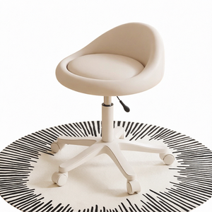 Taburete Giratorio de Altura Ajustable con Respaldo, Silla de Maquillaje con Ruedas de Cuero PU para Tocador, Salón de Uñas, Hogar, Dormitorio - Product Image 1