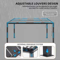 Pergola motorisée d'extérieur en aluminium avec ombrage réglable Pergola étanche pour jardin, patio, cour et application d'énergie solaire
