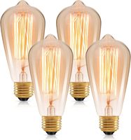 Ampoules Edison Vintage Antique à Filament, Grand Angle de Faisceau, Diamètre 64mm, ST64 40W 60W, Culot E26 E27, pour Suspension Loft Cage à Oiseaux