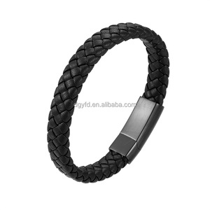Pulsera de Cuero Negra y Marrón Vintage para Hombre, Brazalete Promocional con Cierre Magnético de Primera Calidad - Product Image 3