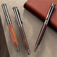 Stylo de luxe en métal argenté et bois, haute qualité, logo personnalisé, bille 0,5 mm, encre bleue, pour bureau et école, bois de rose et bois de santal