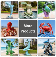 Statue de baleine ou de dauphin en fibre de verre personnalisée pour l'extérieur, décoration de jardin extérieur