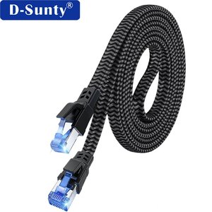 Cat8 Flat <b>Braided</b> Ethernet Cable 40Gbps 2000MHz SSTP Nylon Braid Pure Copper Patch <b>Cord</b> 305m Networking for Gaming PS5 Xbox - Product Image 2