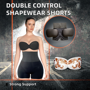 Short de compression sans couture pour femmes, <span class=keywords><strong>double</strong></span> contrôle du ventre, avec rehausseur de fesses, respirant, gaine de taille, culotte gainante - Product Image 3