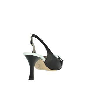 Donna Serena Women's Slingback <b>Pump</b> 1L5631DP Powder Heel Pointed Toe <b>Black</b> Leather - Product Image 3