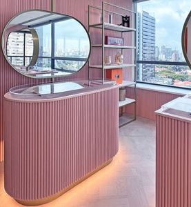 Di fascia alta su misura di qualità popolare rosa scanalato Design espositore di <span class=keywords><strong>gioielli</strong></span> da tavolo espositore <span class=keywords><strong>gioielli</strong></span> da tavolo - Product Image 3