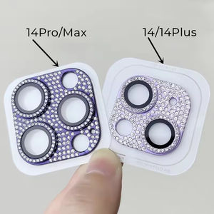 Protector de lente de cámara de diamante brillante de lujo para <span class=keywords><strong>iPhone</strong></span> 11 12 13 14 15 16 17 ProMax película protectora de lente de vidrio de aleación de aluminio - Product Image 4