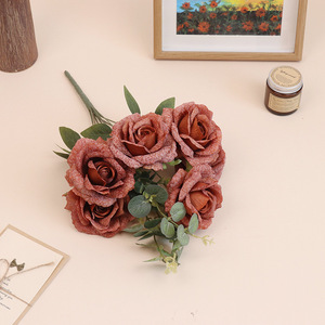 Fiori di seta artificiale 9 rami fiocco di neve <span class=keywords><strong>rose</strong></span> <span class=keywords><strong>profumate</strong></span> fatto a mano di alta qualità di lunga durata naturale vero ristorante arredamento per la casa - Product Image 6