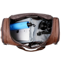 Sac de week-end en cuir imperméable personnalisé en gros avec compartiment à chaussures pour voyage, sport, gym, déplacement