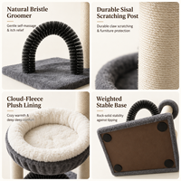 Arbre à chat en bois durable et minimaliste, avec arche, griffoir en corde de sisal, panier en peluche et perchoir supérieur, en carton, facile à assembler, pour chats de taille moyenne, vente en gros