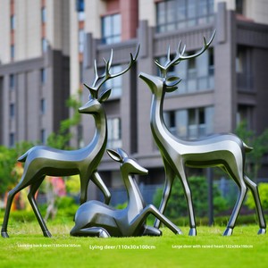 Sculpture de <span class=keywords><strong>cerf</strong></span> décorative en fibre de verre avec finition cuivre, design abstrait, pour aménagement paysager de jardin, disponible à la vente - Product Image 2