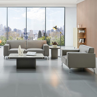 Conjunto de Sofás Modulares de Cuero para Oficina Comercial Moderna, Sofá Cama de 3 Plazas y Sillón para Sala de Estar