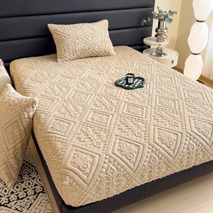 Drap-housse et <span class=keywords><strong>taie</strong></span> d'<span class=keywords><strong>oreiller</strong></span> en polyester molleton de <span class=keywords><strong>flanelle</strong></span> motif damassé lavable en machine pour usage domestique - Product Image 2