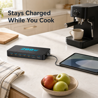 Chargeur de bureau USB-C GaN 288W 8-en-1 avec station de charge rapide PD 100W et câble rétractable pour ordinateur portable et tablette – Vente en gros