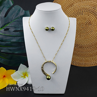 Ensemble de boucles d'oreilles et de collier en gros, en cuivre plaqué or, style hawaïen, motif de défilement élégant