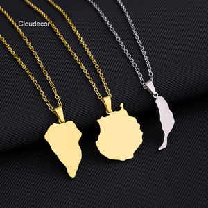 Collier pendentif géométrique en acier inoxydable plaqué or, chaîne à maillons, bijoux pour hommes et femmes, polissage miroir - Product Image 1