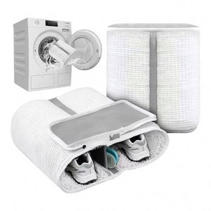 Sac de lavage personnalisé en polyester avec boucle de verrouillage anti-déformation pour machine à laver, nettoyant pour chaussures OEM - Product Image 1