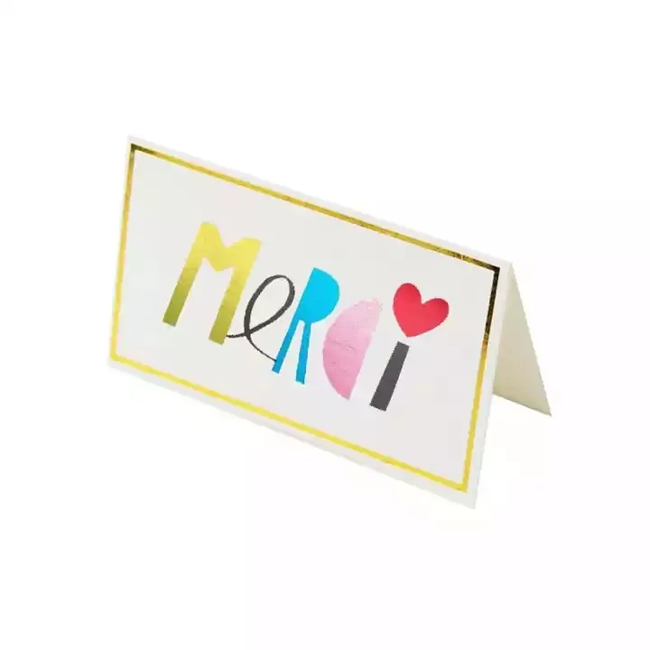 french greeting card custom printing gold foil Merci thank you cards