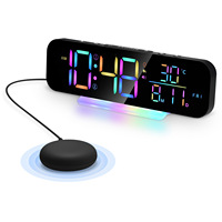Jam Alarm Elektronik Bergetar Warna-warni Baru Jam Meja Kalender Abadi untuk Tunarungu dan Tunanetra Termometer Layar Besar Menyala dalam Gelap