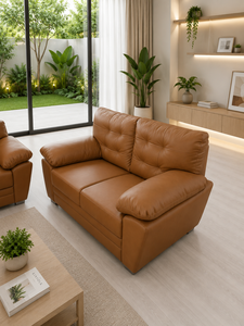 Canapé carré contemporain Detroit Reborn en similicuir émeraude avec pieds en bois robustes pour salon - Product Image 2