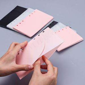 A6 A7 pembe buzlu PP nakit zarflar bölücü 2 cepler gevşek yaprak Zipless para zarflar dergisi bütçe bağlayıcı cepler 6 delik - Product Image 1