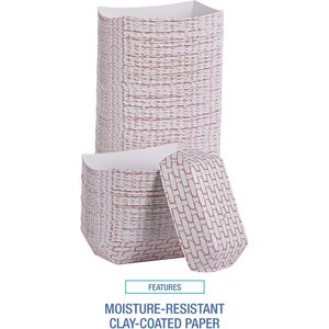 Panier à nourriture en papier Boardwalk 30LAG040 rouge/blanc, capacité 6 oz, boîte de 1000 pour camions de nourriture - Product Image 2