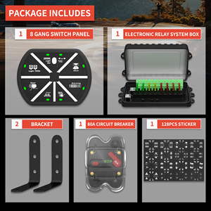 <span class=keywords><strong>Circuit</strong></span> universel 12V relais de contrôle boîtier de système d'alimentation avec interrupteur à LED marche-arrêt panneau de commutation sans fil 8 groupes systèmes électriques AUTO - Product Image 5